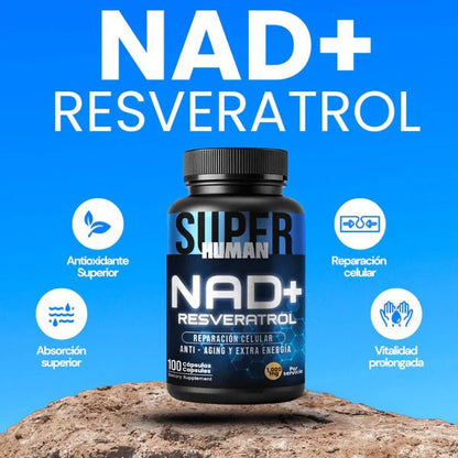 NAD + Resveratrol - Cápsulas de Reparación Celular Antienvejecimiento y Energía