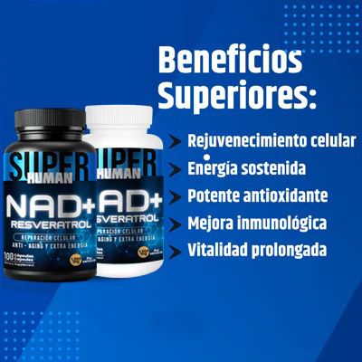 NAD + Resveratrol - Cápsulas de Reparación Celular Antienvejecimiento y Energía