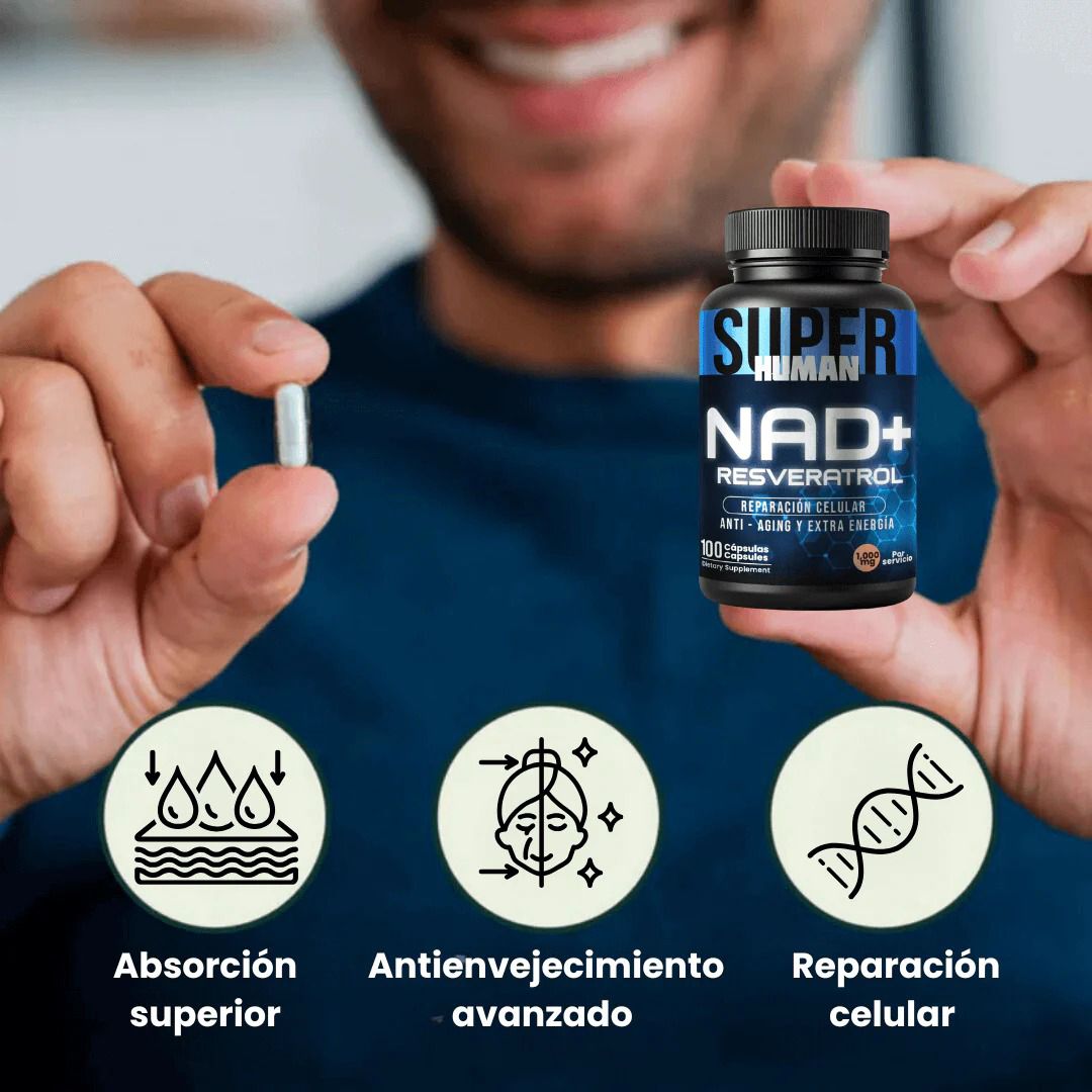 NAD + Resveratrol - Cápsulas de Reparación Celular Antienvejecimiento y Energía